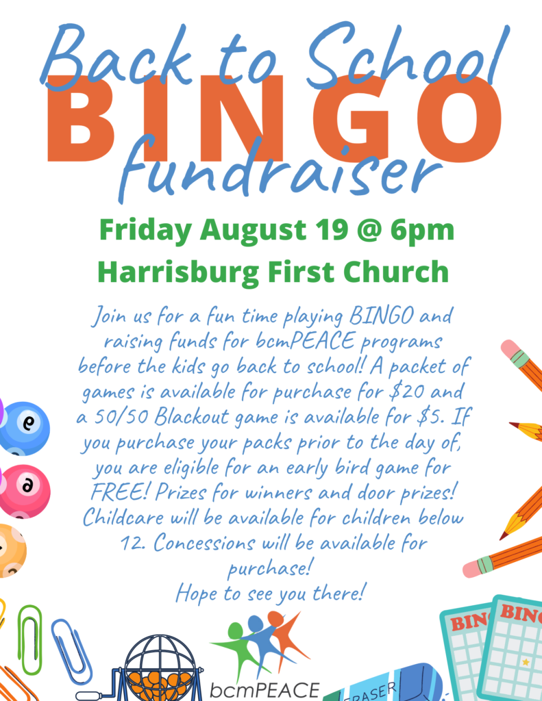 Back to School BINGO bcmPEACE